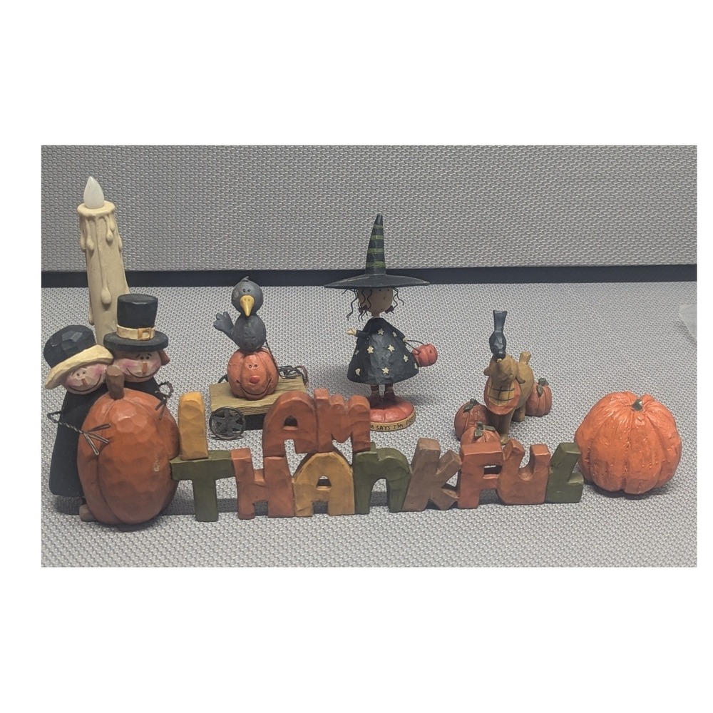 Blossom Bucket Suzi Skoglund & Other Art Thanksgiving Halloween Figures Lot of 5